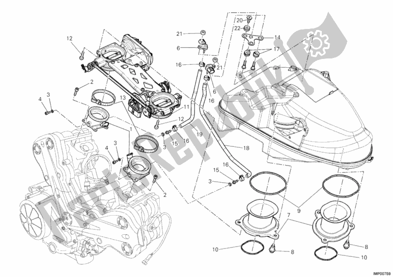 All parts for the Throttle Body of the Ducati Diavel Carbon 1200 2012